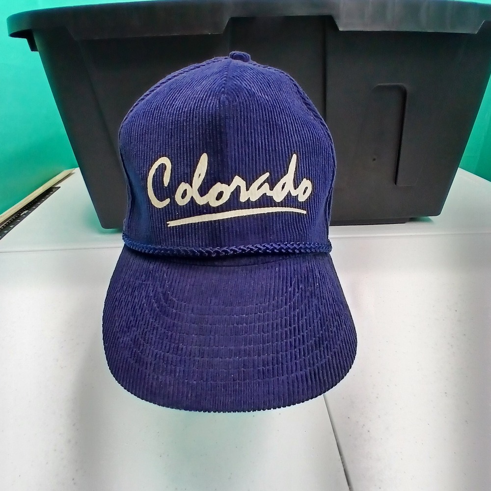 Colorado Corduroy Trucker Hat OSFM Navy Blue Retro Gorpcore Rope Cap Cabin Core